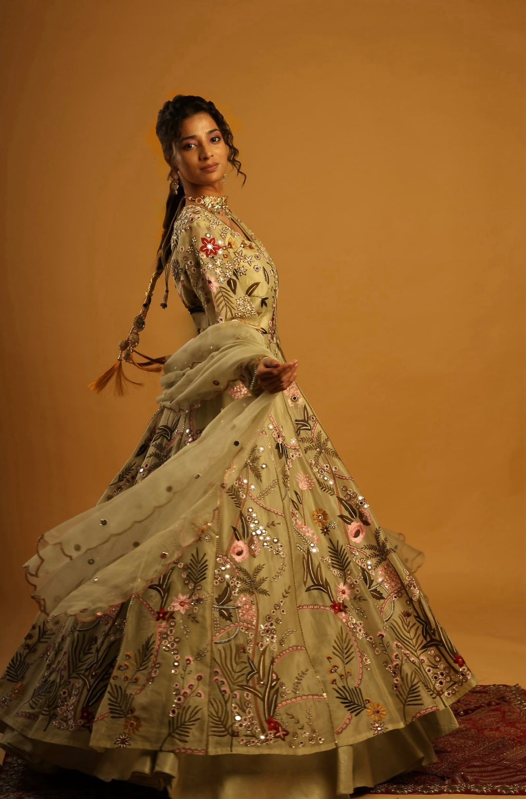 Anarkali cape with lehenga